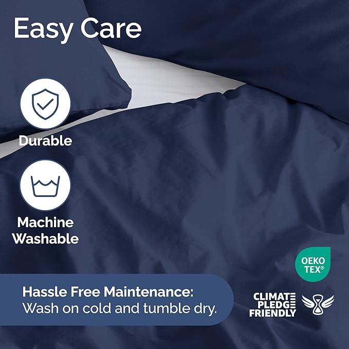 Duvet Cover Queen Size Set - Extra Soft Queen Duvet Cover 90" x 90" with 2 Pillow Shams for Women, Men, Kids & Teens - Hotel Luxury with Zipper Closures & Ties - Comfy, Cozy & Breathable (Navy Blue)