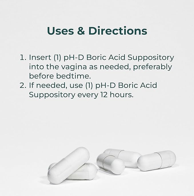 pH-D Feminine Health - 600 mg Boric Acid Suppositories - Woman Owned - for Vaginal Odor Use - 24 Count