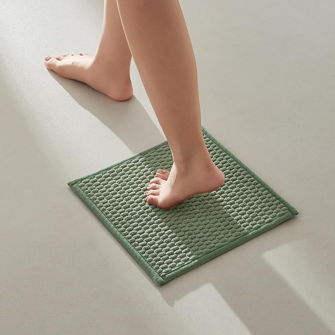 TYUU Small Bathroom Rugs Non Slip Washable Bath Rugs Super Absorbent Bathroom Rug Thin Quick Dry Low Pile Bath Mats, Sage Green 12"x12"
