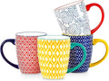 Selamica Ceramic Coffee Mugs Set of 4, 16 OZ Large Coffee Cups with Handle for Cappuccino, Tea, Mocha, Cocoa, Dishwasher Microwave Safe, Assorted Colors