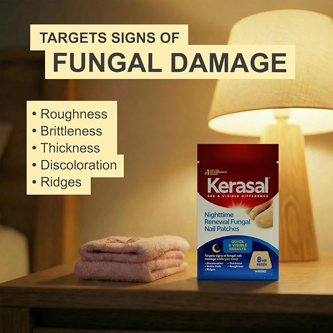 Kerasal Nighttime Renewal Fungal Nail Patches - 14 Patch - Overnight Repair for Nail Fungus Damage, 8-Hour Treatment Restores Healthy Appearance (Packaging May Vary)