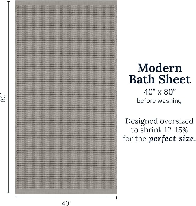 GILDEN TREE Waffle Bath Sheet Quick Dry Towel, Thin Luxury Bath Towels, 40x80 Large Bath Towels 2 Pack Bath Sheets, Modern Style (Pewter)