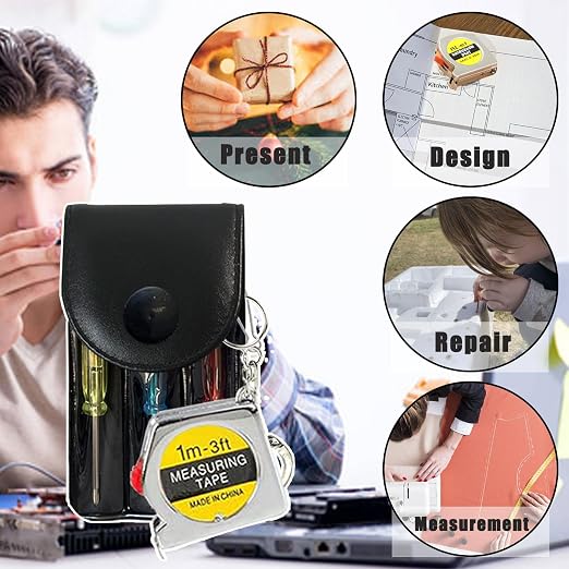 48 Pcs Mini Screwdriver Keychain Tape Measure Keychains Set Keychain Tape Measure Mini Screwdrivers in Pouch Keychain for Birthday Party Favors ，Adult Tool Party Prize for Father's Men Gifts