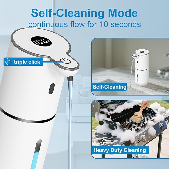 OHIFAST 2 Pack Automatic Liquid Soap Dispenser Touchless, USB Rechargeable Smart Hand Soap Dispenser, 6-Level Adjustable, 12.8oz/380mL Wall Mount for Bathroom Kitchen Dish Soap-White