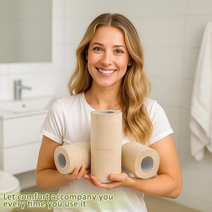 Feifeiya Bamboo Toilet Paper, 4 Ply 40 Rolls, Unbleached, Strong & Soft Toilet Tissue Bulk, Chemical Free Bathroom Tissue Rolls