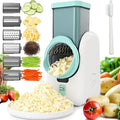 Electric Cheese Grater Salad Maker with 6 Repalce Stainless Steel Blades, Rotary Slicer One-Touch Kitchen Slicer Cheese Shredder for Vegetables, Fruits, Cheeses, Nuts Home Kitchen Use(White)- 120v