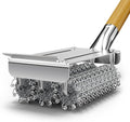 HOUSE AGAIN Grill Brush Bristle Free, Stainless Steel Food-Grade Brush Head with Scraper, Safe Steam BBQ Outdoor Grill Cleaning Brush Barbecue Grill Cleaner Non Wire for Grill Grate/Long Wood Handle