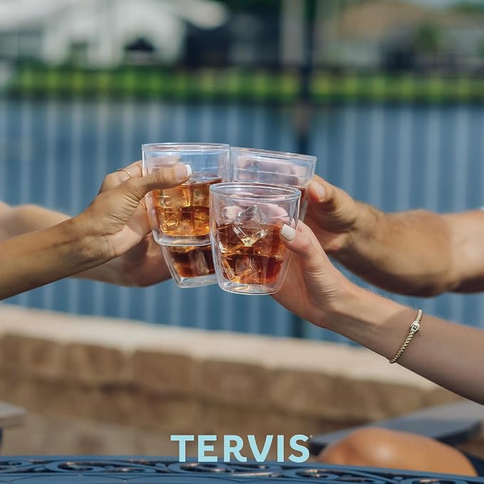Tervis Clear & Colorful Tabletop 12oz Made in USA Double Walled Insulated Tumbler Travel Cup Keeps Drinks Cold & Hot, 12oz, Clear | Made in USA, Double-wall Insulated, Shatterproof, BPA-Free, Dishwasher Safe, Fits Most Cupholders, Gifts under $20