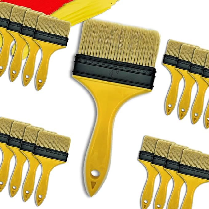 Not Chip Brush, Paint Brushes for Walls 4 inch 14 Pack, S.Chip Brush Never Lose Bristles - Small Package, 100% Plastic, for Paint, Glues, Stains and Completely Recyclable