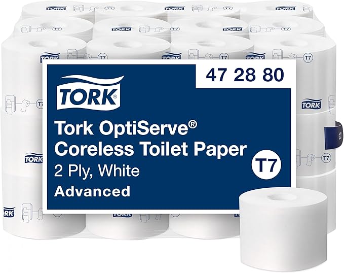 Tork Coreless High-Capacity Toilet Paper Roll White T7, Advanced, 2-Ply, 36 x 1000 sheets, 472880