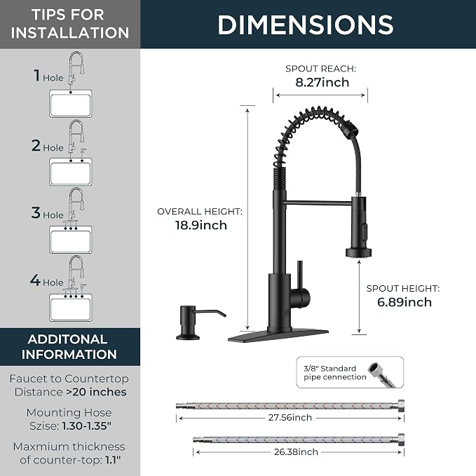 FORIOUS Touchless Kitchen Faucet with Soap Dispenser, Matte Black | Single Handle Stainless Steel, Smart Hands-Free Sink Faucet with Pull Down Sprayer for Camper Rv Bar, Motion Sensor Activated