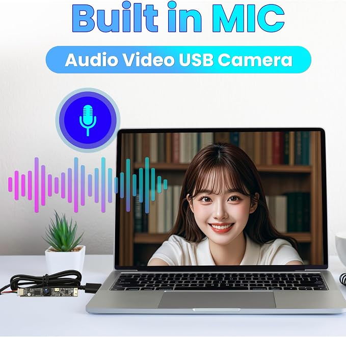 SVPRO 8MP USB Lightburn Camera Module with Microphone, 105°(H) UVC Webcam | 4K USB Camera Module Fixed Focus Wide Angle Laser Engraver Cam for Computer, Raspberry Pi