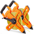 2 Pcs 328ft/100m Open Reel Long Tape Measure, 1/2" Nylon-Coated Steel Blade, Dual Inch/Metric Scales, ABS Impact-Resistant Case for Construction, Surveying Orange