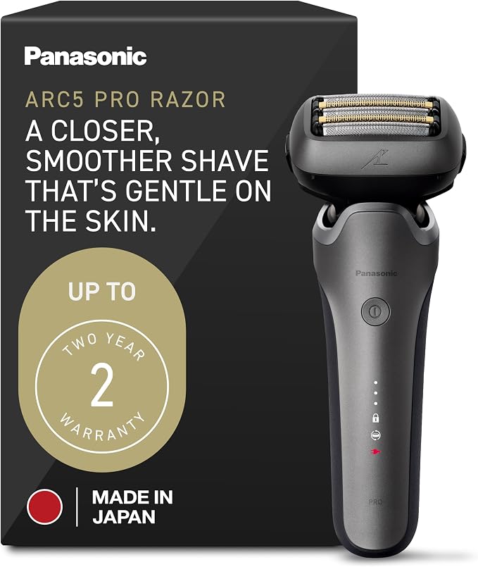 Panasonic ARC5 PRO Electric Razor for Men, Wet/Dry 5-Blade Foil Shaver for Thick Beard & Stubble, 20D Flexible Head, Enhanced Beard Sensor, Pop-Up Trimmer – ES-L550WS