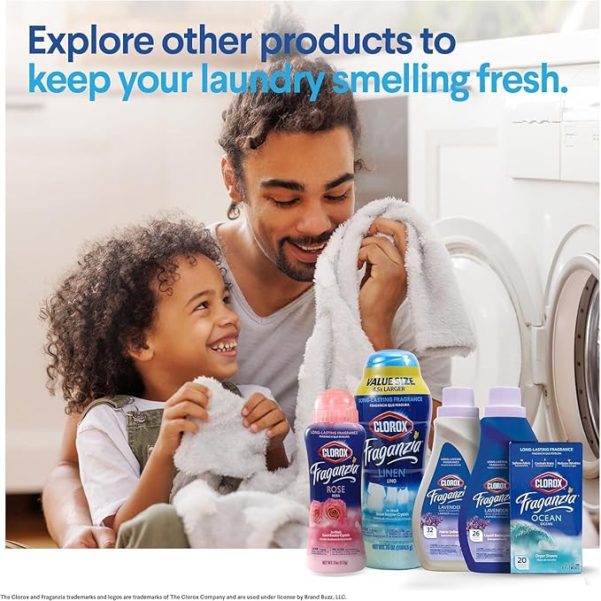Clorox Fraganzia Liquid Laundry Detergent, Ocean Scent - HE Compatible for All Front and Top Load Washing Machines, Light Crisp Beachy Fragrance, 26 Loads per Bottle, 40 Fl Oz - 6 Pack