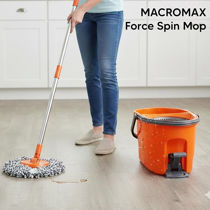 Complete Home Cleaning Kit with Spin Mop Bucket 5 Refills Cloths Sponges Scourers Household Supplies Set