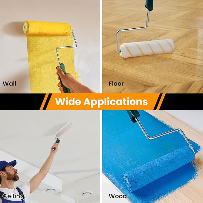 Paint Roller Kit with Extension Pole, 22 Pack, 9"4" Microfiber Paint Rollers, Paint Tray with Liners, Paint Brush & Tape, Painting Supplies for Painting Walls, Ceilings and Home (3 FT)