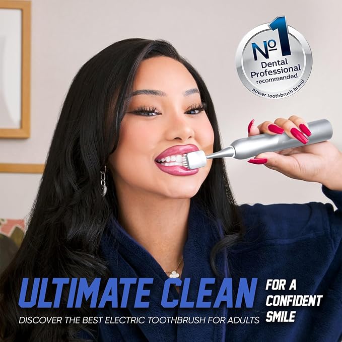 BIG MOUTH TOOTHBRUSH Dr Bobbi Electric Toothbrush for Adults | Ultrasonic Rechargeable Toothbrush with 5 Cleaning Modes & 2-Minute Smart Timer | Retains 42-Day Battery | Travel-Friendly Platinum