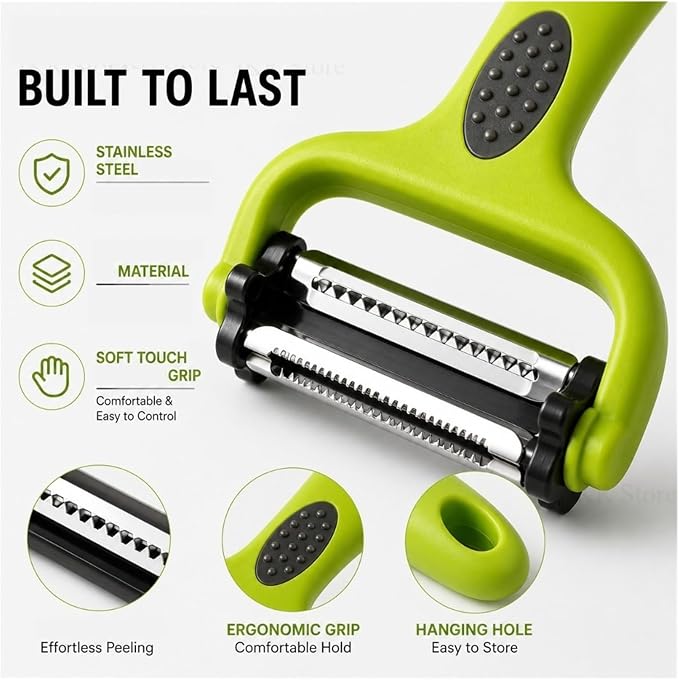 3 in 1 Vegetable and Fruit Peeler - Multifunction Slicer Grater Kitchen Tool for Effortless Preparation | 1Pc