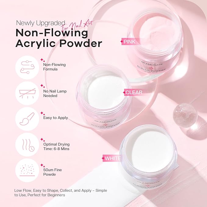 Glamonade Acrylic Nail Kit for Beginners: Professional Acrylic Nail Kit Set with Everything with Drill Powder Nail Art Starter Tech Kit at Home Salon Gift