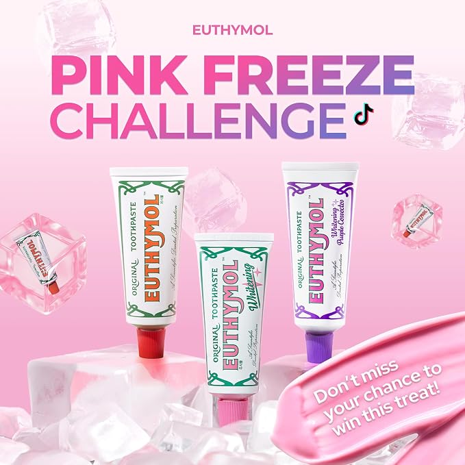 EUTHYMOL Original Pink Toothpaste, Fluoride-Free | 3.7 fl oz*3 (3 Pack) | Fluoride-Free Toothpaste for Sensitive Teeth & Gum. Bad Breath, Cavity Prevention, 12-Hour Long Lasting Freshness