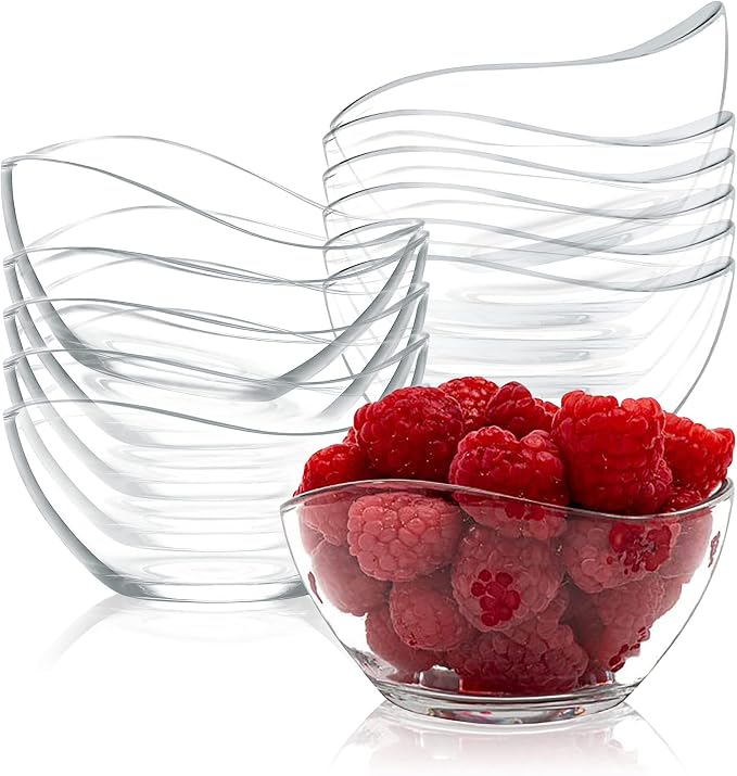 Vikko Dessert Bowls, Set of 12 Small Glass Bowls, 10 Ounce Ice Cream Bowl, Small Candy or Snack Bowls, Small Salad Bowl, Kitchen Prep Bowl, Microwave Safe, Dishwasher Safe
