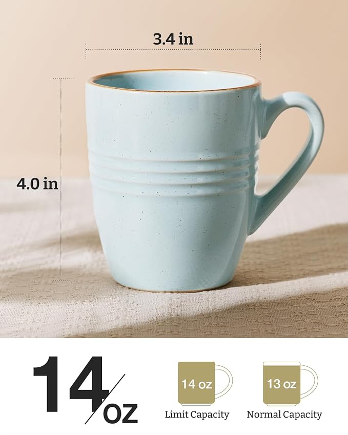 famiware Jupiter Coffee Mugs Set of 4, 14 OZ Coffee Mug, Microwave and Dishwasher Safe, Coffee Cups with Handle for Coffee, Tea, Cocoa, Milk, Multi-color (Pack of 2)