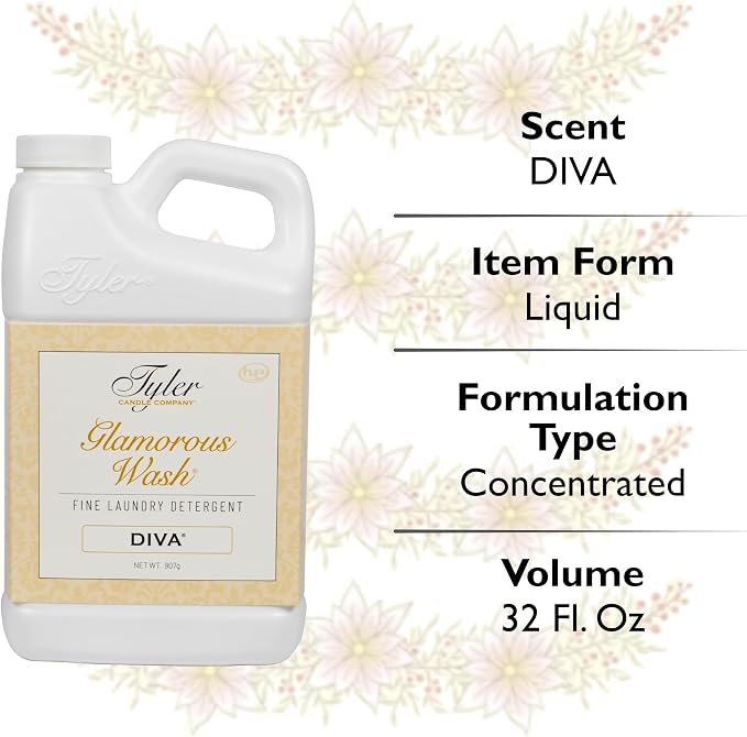 Tyler Glamorous Wash DIVA Fine Laundry Detergent with Stain Remover Pen - DIVA Liquid Detergent Designed for Clothing - Hand and Machine Washable - 32oz (DIVA)