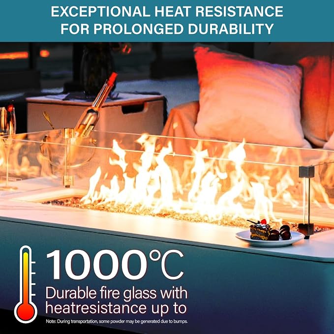 NUPICK 10 Pound Fire Glass, 1/2 Inch Reflective Fire Pit Glass | Fire Pit Rocks for Propane or Natural Gas, Glass Rocks for Fire Pit Table, Fireplace, Aqua Blue & Copper & Platinum Mix