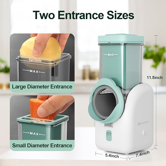 Upgraded Electric Cheese Shredder, Automatic Cheese Grater Electric with 6 Interchangeable Blades, 6 in 1 Electric Cheese Grater for Cheese, Fruits, and Vegetables