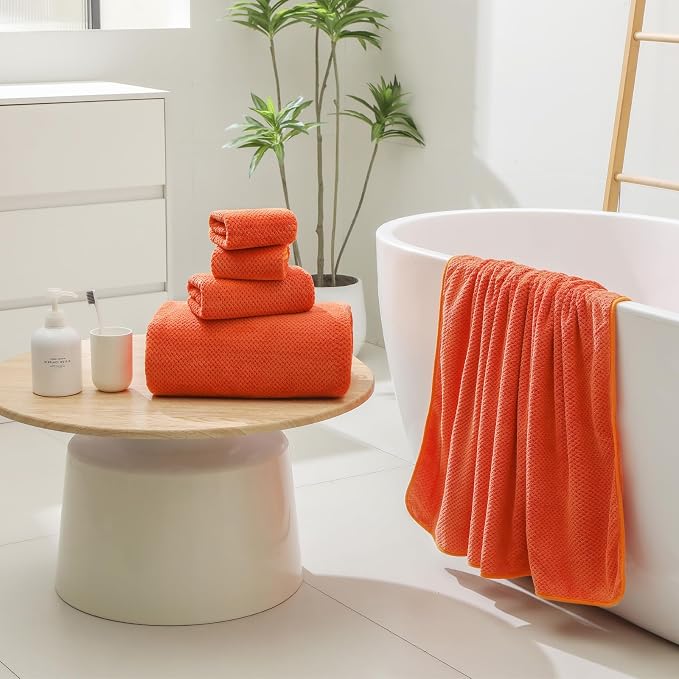 YTYC 39x78 Bath Sheets Set,Towels for Bathroom,Burnt Orange,6-Pieces | 2 Extra Large Bath Towels, 2 Hand Towels, 2 Washcloths, Super Soft,Highly absorbent,Hanging Loop,80% Polyester