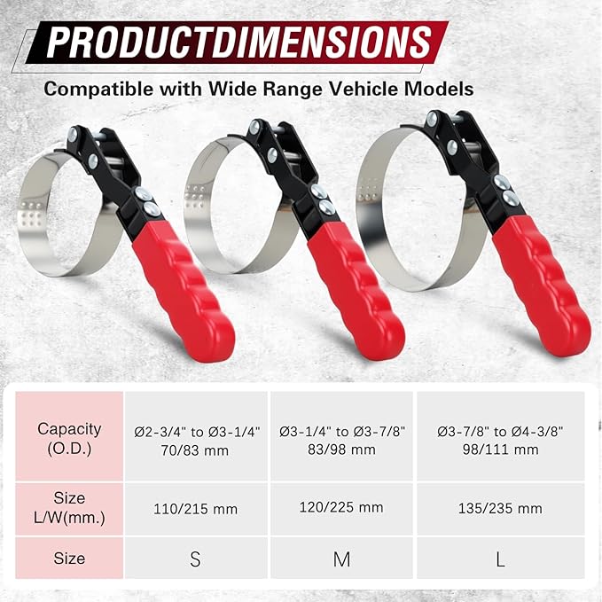GOOACC Swivel Oil Filter Wrench Set, Adjustable Pliers and 3-Jaw Tool, Professional Removal Tools Kit Fits 2-1/2 to 6 Inch Filters for Auto Repair, Car, Truck Maintenance