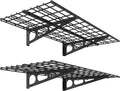 FLEXIMOUNTS 2-Pack 2x4ft 24-inch-by-48-inch Wall Shelf Garage Storage Rack Wall Mounted Floating Shelves, Black, Classic Series