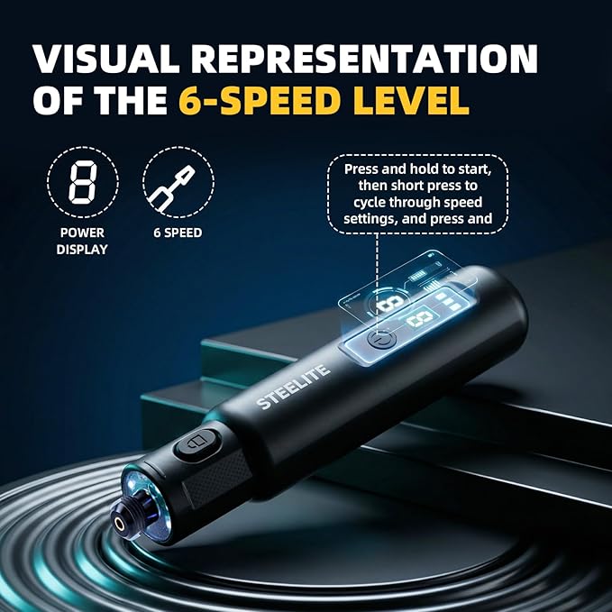STEELITE Mini Cordless Rotary Tool, 6-Speed Rotary Tool Kit with 50 Accessories, Multi-Purpose and USB Charging 3.7V Power Rotary Tool for Engraving, Sanding, Polishing, Drilling, Etching, DIY Crafts