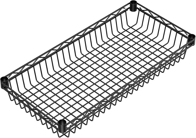 Golpart 6 Shelves Storage Shelf Wire Closet Bathroom Organizers Metal Pantry Kitchen Garage Shelving Unit Laundry Room Organization Home Rack Net Basket Black with Wheels 30" Dx14 Wx65 H