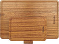 Solid Teak Wood Cutting Board Set One Piece Non Glued Extra Large Thick Crack Resistant Wooden Chopping Board with DeepJuice Grooves Built in Handles for Kitchen Meat 21.7x15 IN+13 * 8.7IN