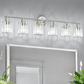 Crystal Bathroom Light Fixtures,Bathroom Lighting Fixtures Over Mirror, Modern 6-Light Brushed Nickel Vanity Lights for Mirror, Restroom,Kitchen(Ceramic E26 Socket,Bulbs Not Include)