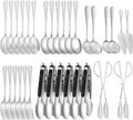 32 Piece Stainless Steel Serving Utensils Set - Complete Buffet Serving Spoons, Tongs, Ladles, Spatulas for BBQ, Parties, Weddings, Catering and Events (Silver)