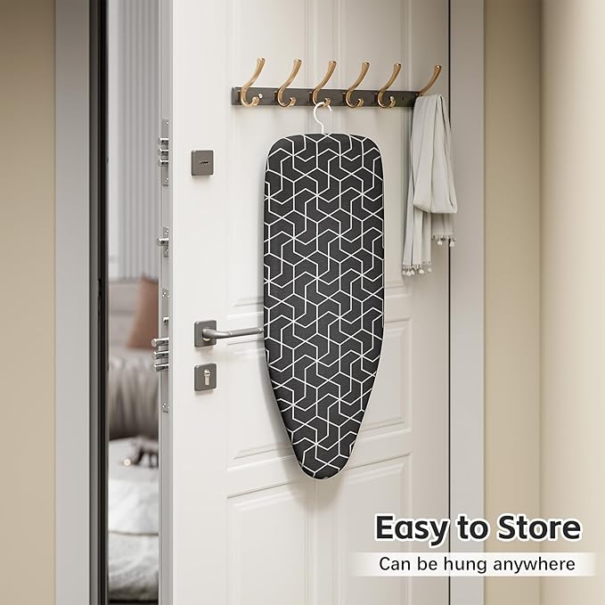 Small Ironing Board top with Heat Resistant Cover, Compact Mini Ironing Board with Metal mesh Frame,for Dorm,Apartment and Travel, Hook for Hanging, Iron Board, Iron Table Stand 12”×30” Dark Gray