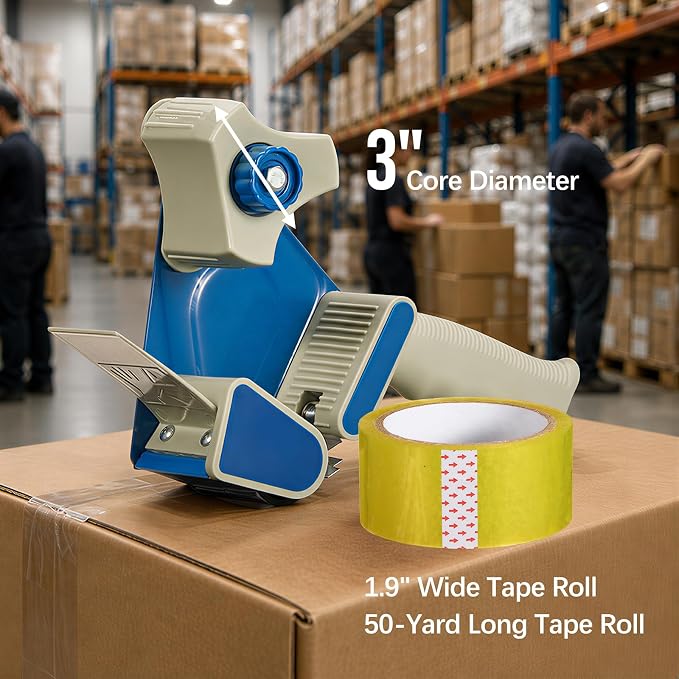 2 Inch Packing Tape Dispenser Gun, Heavy Duty Box Sealer | Side loading heavy duty dispenser for shipping, moving, warehouse packaging and box sealing.