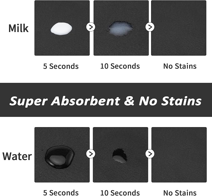 HotLive Dog Food Mat - Absorbent Cat Mat for Food and Water, No Stains Pet Feeding Bowl Mat, Easy to Clean Pet Placemats, Quick Dry Dog Water Dispenser Mat for Messy Drinkers | Black 18"x 28"
