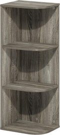 Furinno PASIR Book Shelf, 3-Tier Corner Bookshelf with Open Shelf, Standing Bookcase, 9.3 x 12 x 31.5 for Organization and Storage, for Living Room, Bedroom, Home Office, French Oak