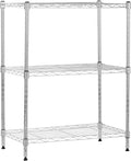 Amazon Basics 3-Shelf Adjustable Heavy Duty Steel Wire Shelving Rack with Chrome Finish, No-Tool Assembly, 250 lbs per Shelf, 23.2" L x 13.4" W x 30" H