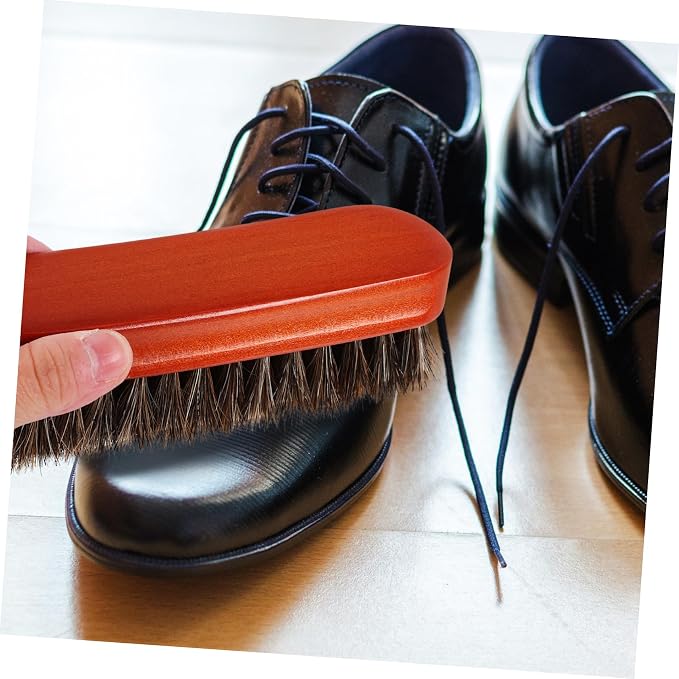 4pcs Wooden Horse Hair Shoe Cleaning Brush Ergonomic Design for Quick Polishing Care Portable Shine Brush for Efficient Shoe Maintenance