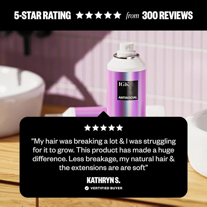 IGK Antisocial Dry Hair Mask – Leave-in Overnight Mask | Hair Bond-Building Treatment for Dry Hair | Overnight Hydration & Shine | Repairs, Softens & Perfect for Extensions | Full + Travel