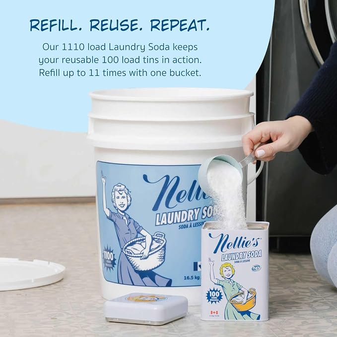 Nellie’s Laundry Soda – Concentrated Powdered Detergent for 1,100 Loads – Fragrance-Free & Septic Safe – Dissolves Easily and Rinses Clean with No Residue (Made in Canada)