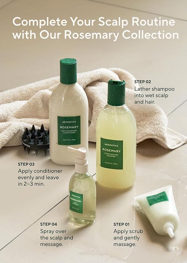 AROMATICA Root Enhancer (2 Packs) Rosemary Water Spray for Hair Growth – with Rosemary hair oil & caffeine & biotin - Korean hair care Hair Thinning Loss – Free from Sulfate, Silicone, and Paraben