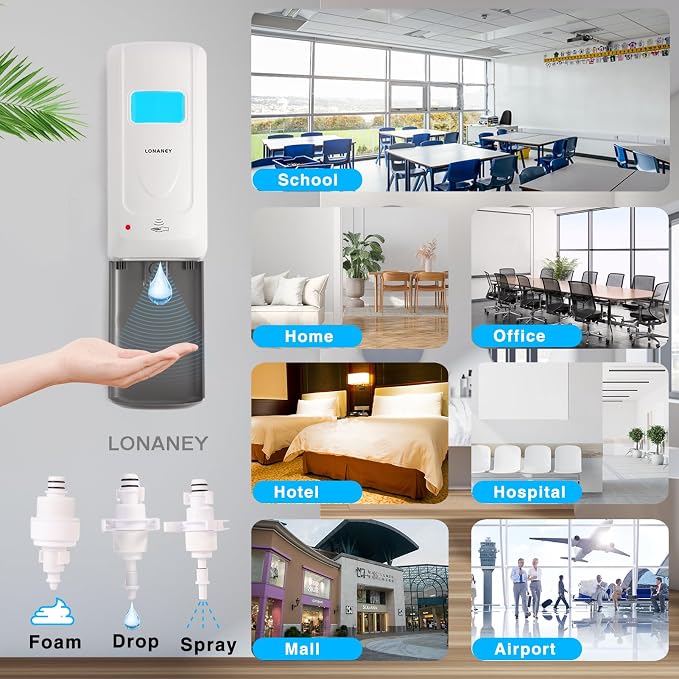 Touchless Automatic Foaming Hand Soap Dispenser Wall Mount, Motion Sensor Foam Liquid Refill Bottle Sanitizer Dispensing for Bathroom Kitchen Home Farmhouse Station