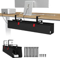 Univivi No Drill Under Desk Cable Management Tray, 28" Cord Organizer for Table, Clamp/Screw Mount Desk Cable Management, Premium Fabric Cable Management Tray for Office, Home