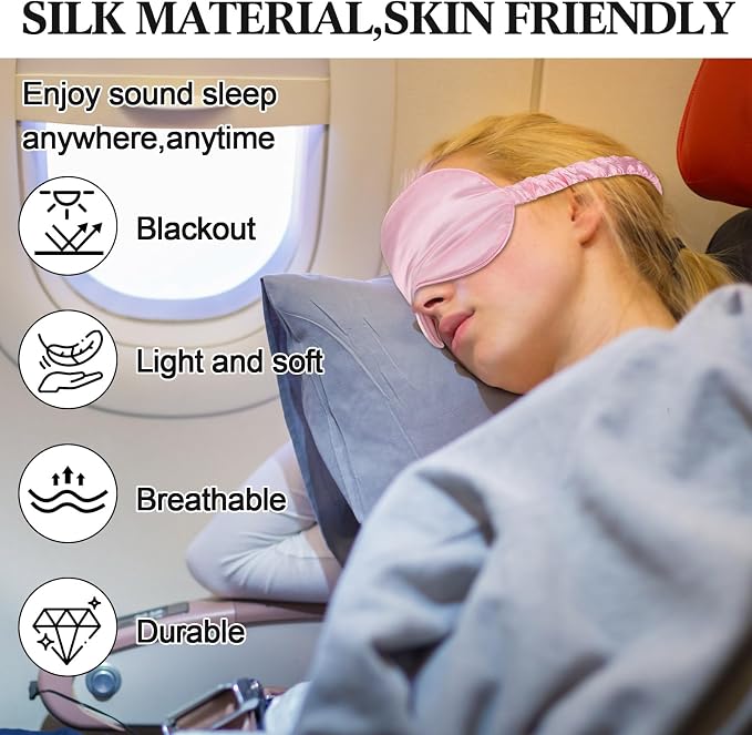 Newcotte 50 Pcs Silk Sleep Eye Mask for Sleeping Adjustable Elastic Strap Blackout Smooth Soft Eye Covers No Pressure Sleep Mask for Women and Men Comfortable Blindfolds(Pink)